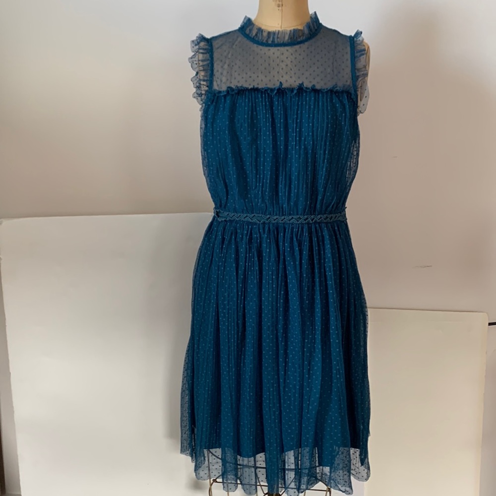 Xhilaration Dress mesh tulle teal sleeveless casual party dress M